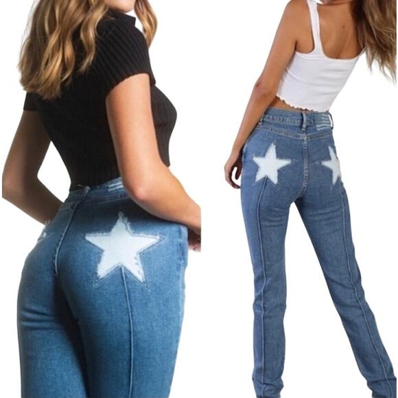 Revice Uptown Almost Famous Jeans Fitted Logo Stars Back Medium Wash Womens 27 - Picture 2 of 12